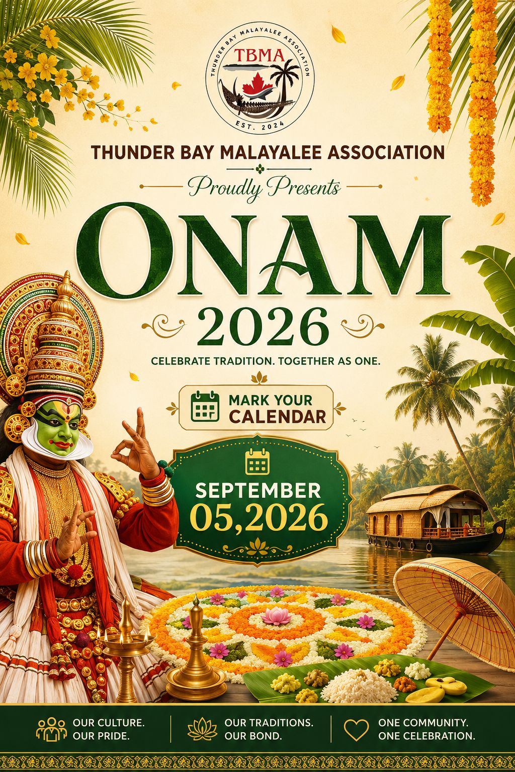 🌼 Thunder Bay Malayalee Association Presents ONAM 2026 🌼